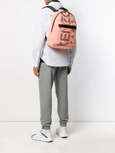 Shop Kenzo Large Logo-print Backpack In Orange