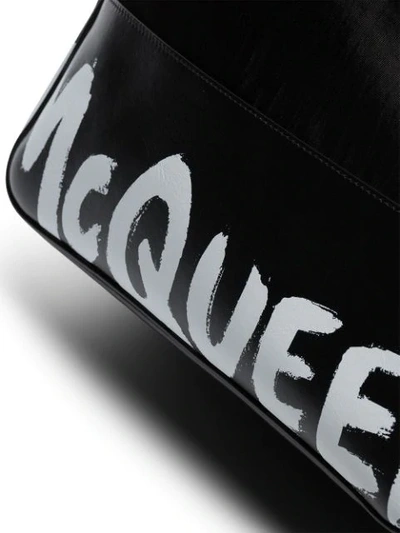 Shop Alexander Mcqueen Shopper 35 Logo Print Tote In Black