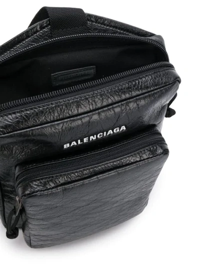 Balenciaga Explorer Logo-print Crinkled-leather Messenger Bag In 