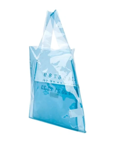 Shop Maison Margiela Printed Detail Clear Bag In Blue