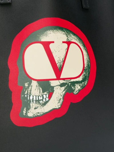 Shop Valentino Skull Print Vlogo Tote Bag In Black
