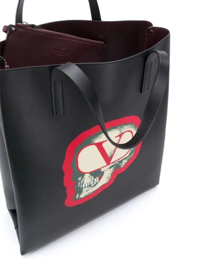 Shop Valentino Skull Print Vlogo Tote Bag In Black