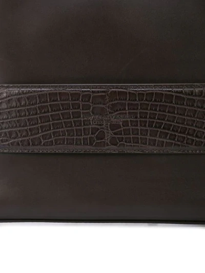 Shop Bottega Veneta Crocodile-effect Strap Document Holder In Brown