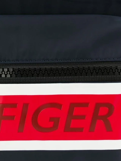 Shop Tommy Hilfiger Contrast Logo Stripe Backpack In Blue