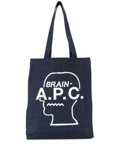 Shop Apc Brain Dead Tote In Blue