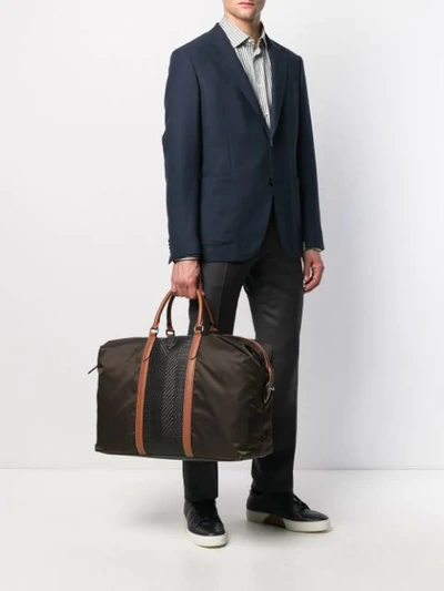 Shop Ermenegildo Zegna Reisetasche Mit Zickzackmuster In Brown