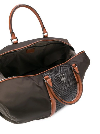 Shop Ermenegildo Zegna Reisetasche Mit Zickzackmuster In Brown