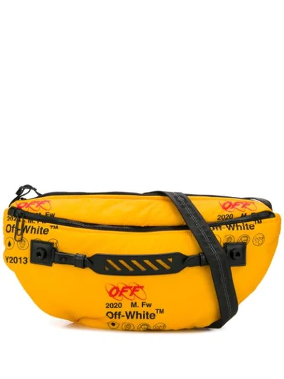 Shop Off-white Logo Print Messenger Bag In Yellow