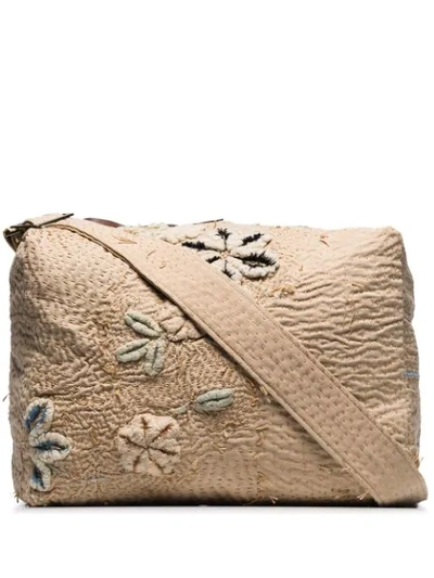 Shop By Walid Tapestry Embroidered Messenger Bag In Neutrals