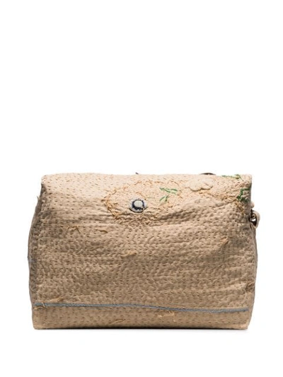 Shop By Walid Tapestry Embroidered Messenger Bag In Neutrals