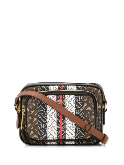 Shop Burberry Monogram Stripe Camera Bag In Brown