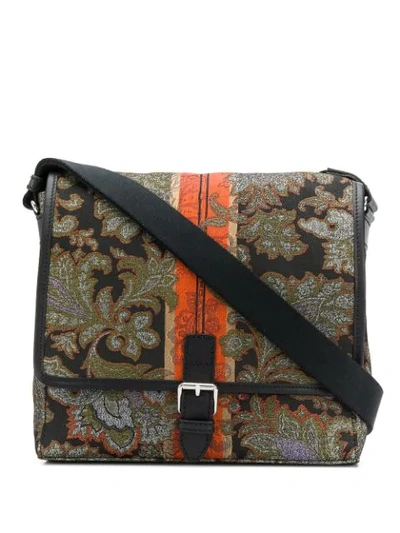 Shop Etro Jacquard Messenger Bag In Green