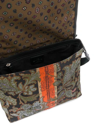 Shop Etro Jacquard Messenger Bag In Green