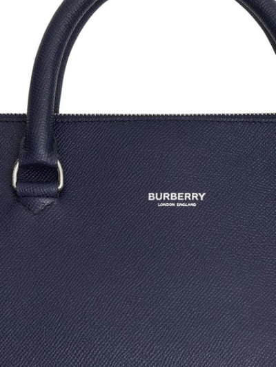 Shop Burberry Triple Stud Grainy Leather Briefcase In Blue