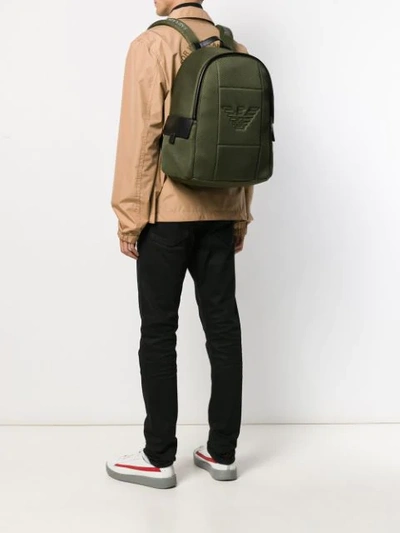 Shop Emporio Armani Embossed Logo Backpack In Green