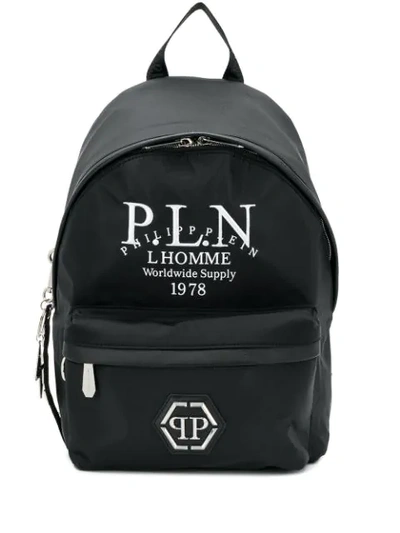 Shop Philipp Plein Logo Backpack - Schwarz In Black