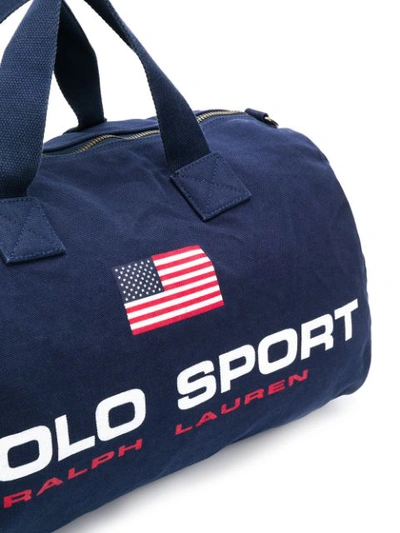 Shop Polo Ralph Lauren Logo Print Holdall In Blue