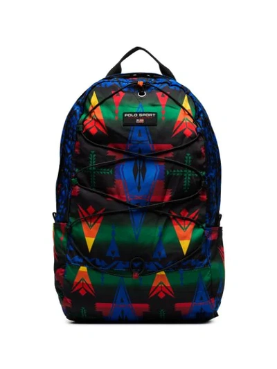 Shop Polo Ralph Lauren Heritage Geometric Pattern Backpack In Blue