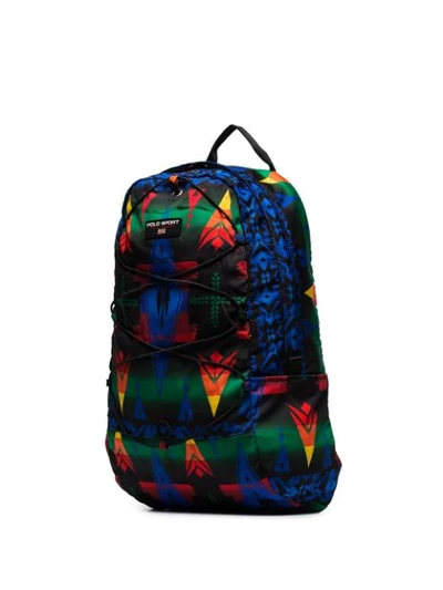 Shop Polo Ralph Lauren Heritage Geometric Pattern Backpack In Blue