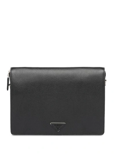 Shop Prada Flap Messenger Bag In Black