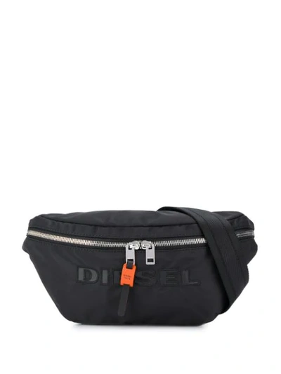 Shop Diesel Embroidered Logo Belt Bag In Black
