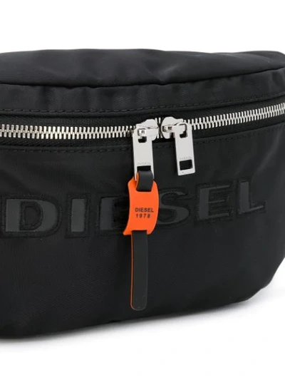 Shop Diesel Embroidered Logo Belt Bag In Black