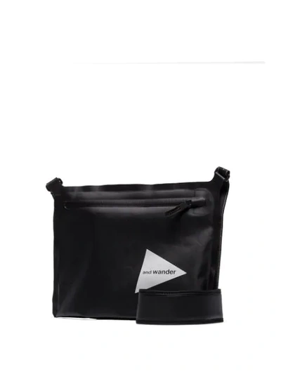 Shop And Wander Printed Logo Shoulder Bag In Black