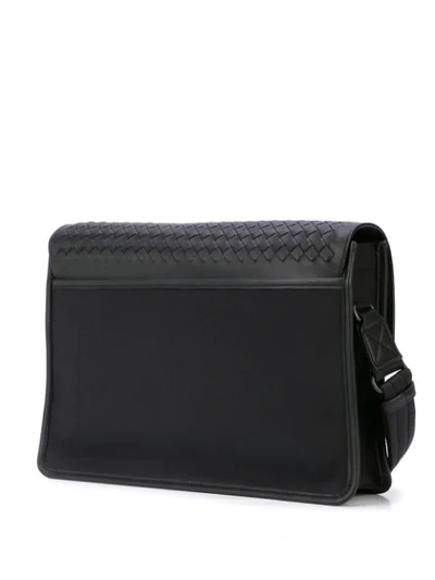 Shop Bottega Veneta Intrecciato Weave Messenger Bag In Black