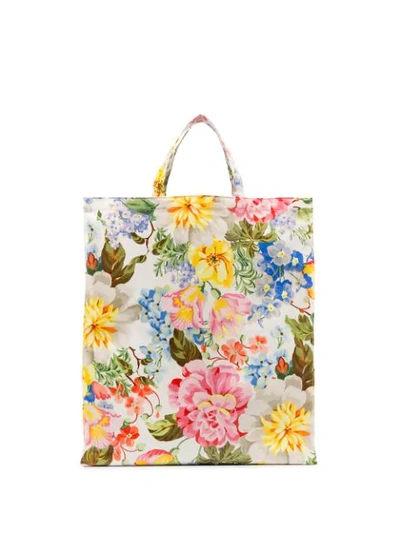 Shop Gucci Floral-print Logo Tote In Multicolour