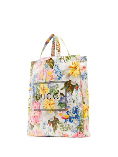 Shop Gucci Floral-print Logo Tote In Multicolour