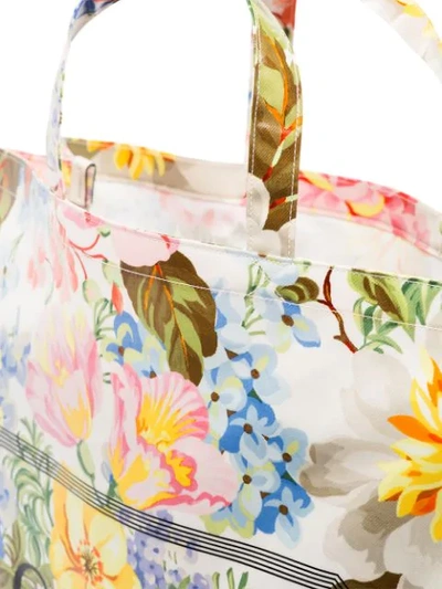 Shop Gucci Floral-print Logo Tote In Multicolour