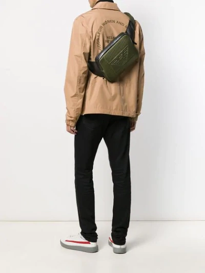 Shop Emporio Armani Mesh Panelled Belt Bag In Green