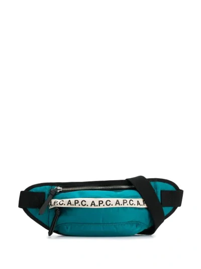 Shop Apc A.p.c. Logo Print Belt Bag - Blue