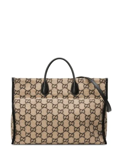 Shop Gucci Monogram Print Tote Bag In Neutrals