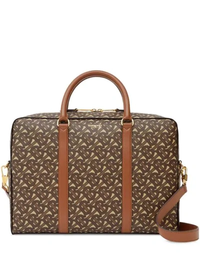 Shop Burberry Tb Monogram Print Briefcase In Brown