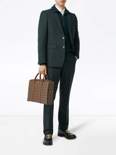 Shop Burberry Tb Monogram Print Briefcase In Brown