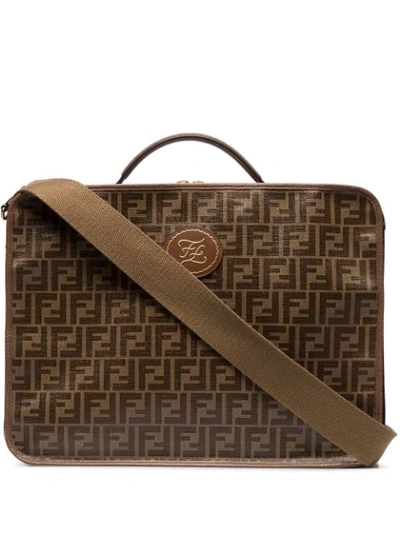 Shop Fendi Ff Motif Travel Holdall In Brown