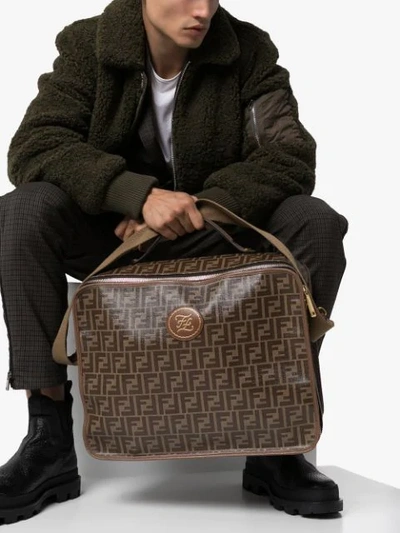 Shop Fendi Ff Motif Travel Holdall In Brown