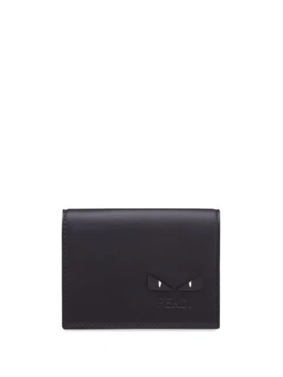 Shop Fendi Bag Bugs Tri-fold Wallet In Black