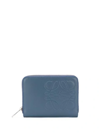Shop Loewe Anagram Zipped Wallet In Blue