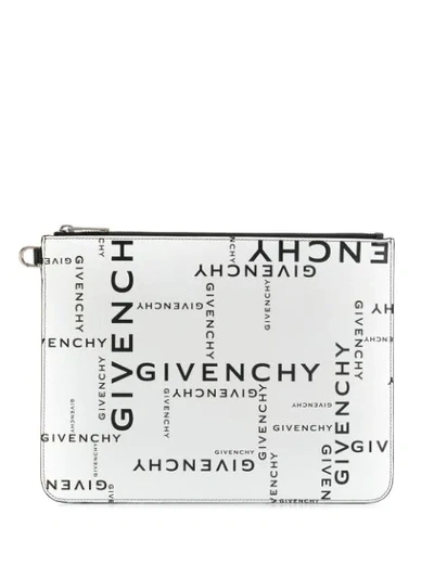 Shop Givenchy All Over Logo Clutch In Black