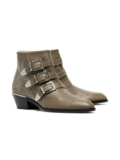 Shop Chloé Susanna 30 Studded Ankle Boots In Brown