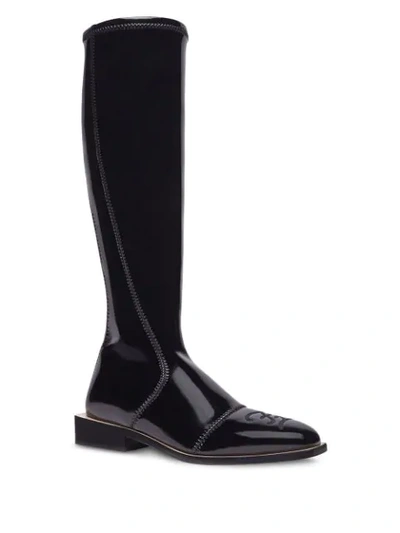 Shop Fendi Patent Knee-high Boots In Black