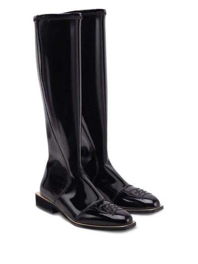 Shop Fendi Patent Knee-high Boots In Black