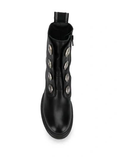 Tosca Blu Button Embellished Boots In Black