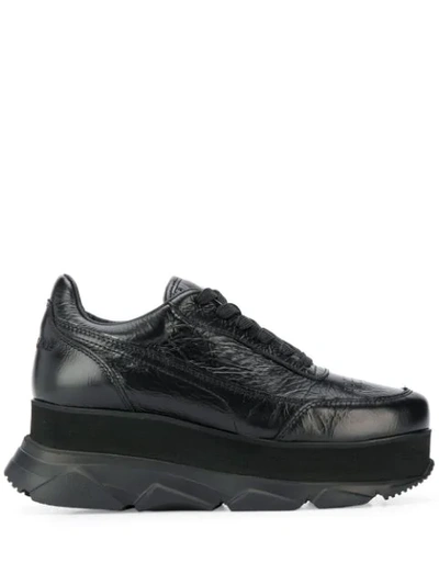 Shop Joshua Sanders Zenith Wedge Lace-up Sneakers In Black