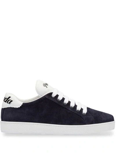 Shop Prada Suede And Nappa Leather Sneakers In Blue