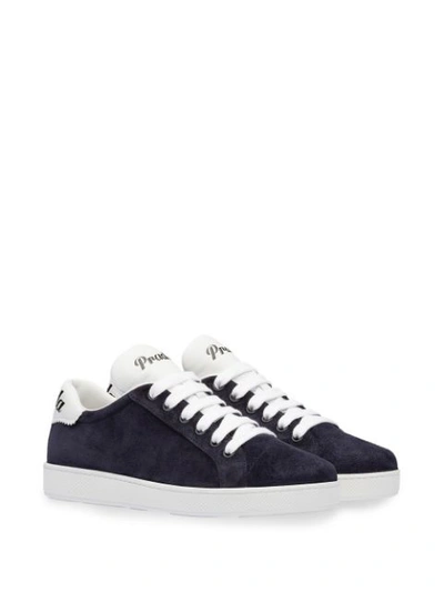 Shop Prada Suede And Nappa Leather Sneakers In Blue