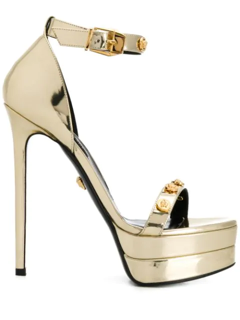 Versace Medusa Stud Sandals In Gold | ModeSens