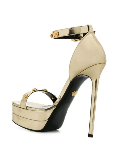 Shop Versace Medusa Stud Sandals In Gold